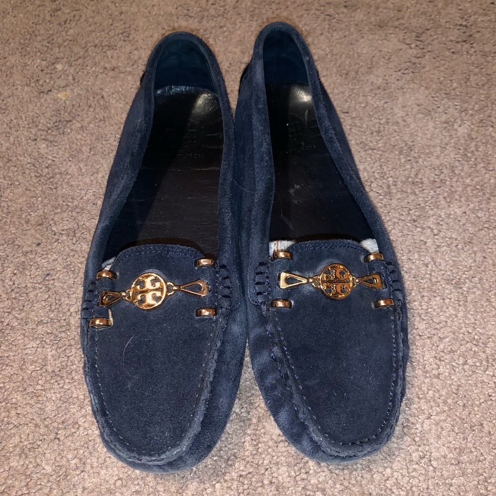 Navy blue Tory Burch moccasin flat slippers